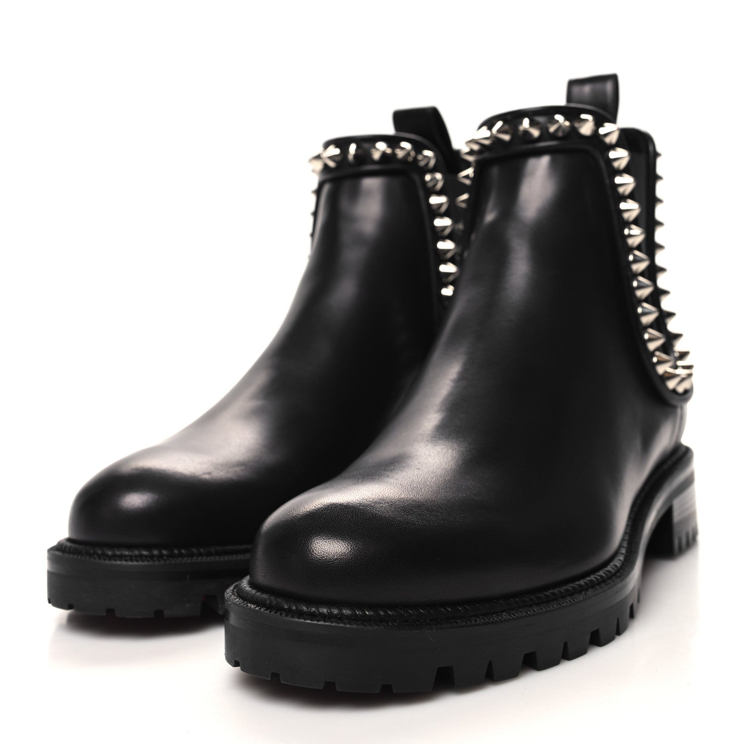 Christian Louboutin Nappa Spiked Capahutta Flat Chelsea Boots 38 Black 3 of 8