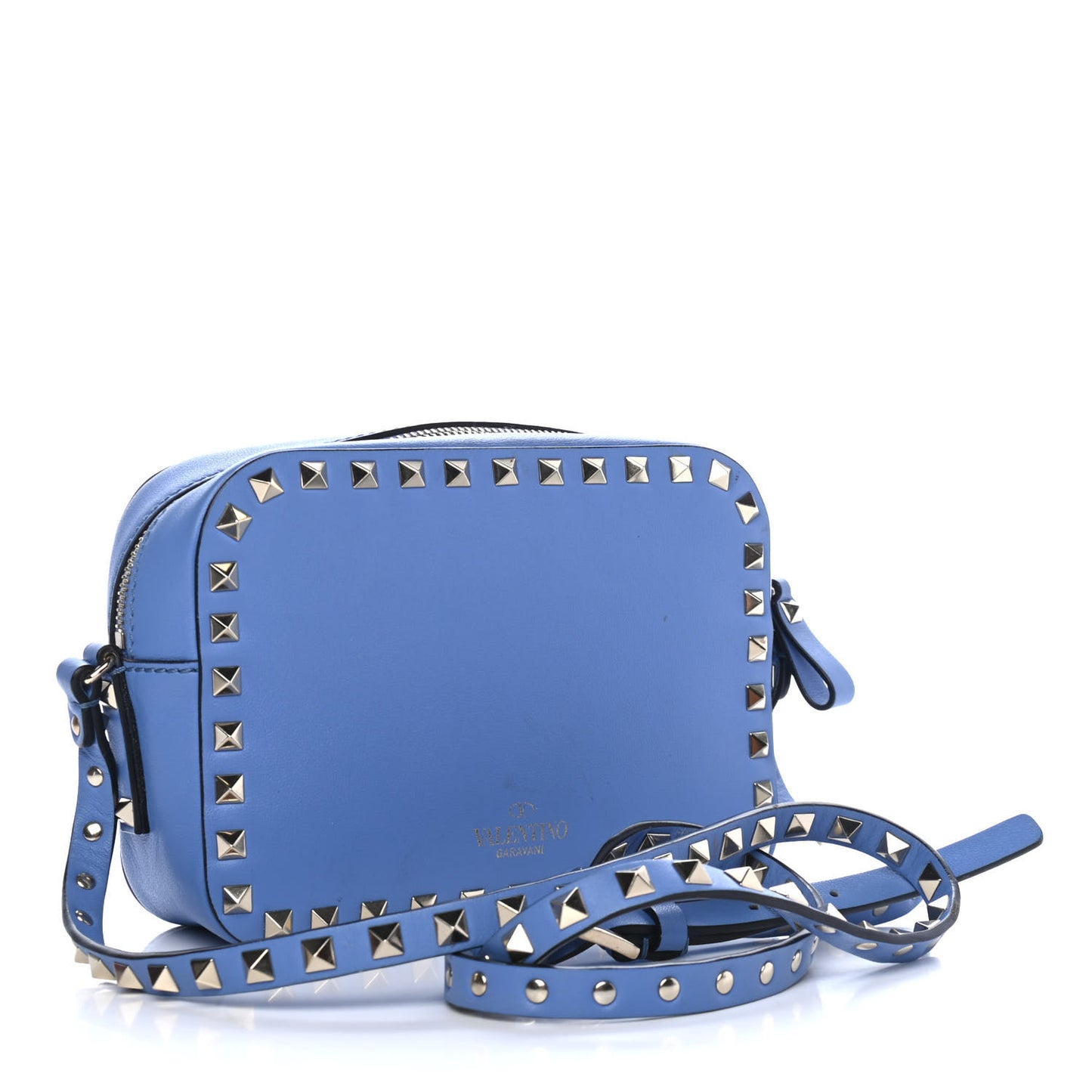 Calfskin Rockstud Camera Crossbody Bag Light Blue