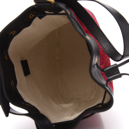 Gucci Velvet GG Monogram Textured Calfskin Web Bucket Bag Red Cipria Black 5 of 10