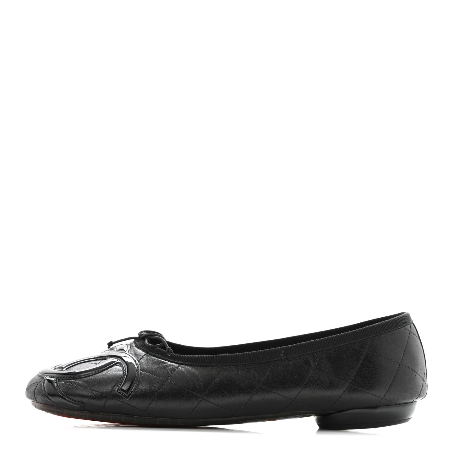 Lambskin Quilted Cambon Ballerina Flats 40 Black