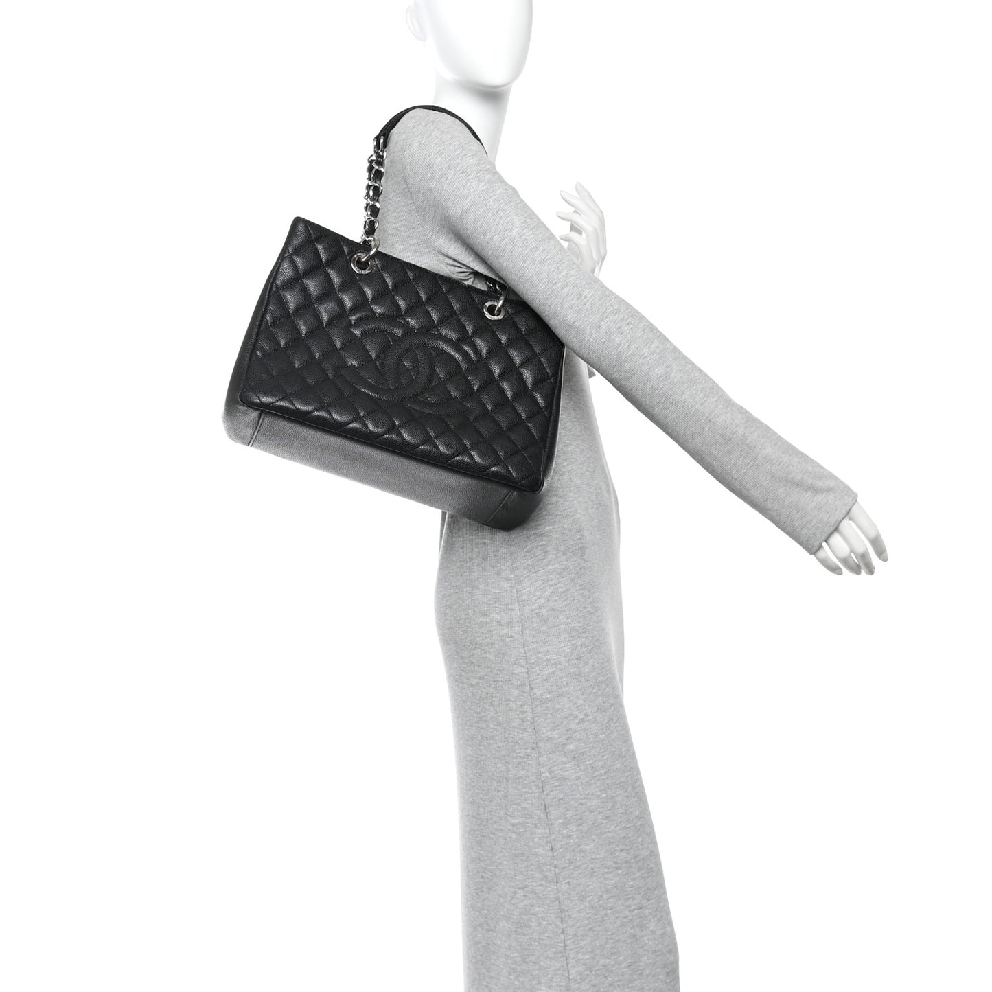 Caviar Quilted Grand Shopping Tote GST Black