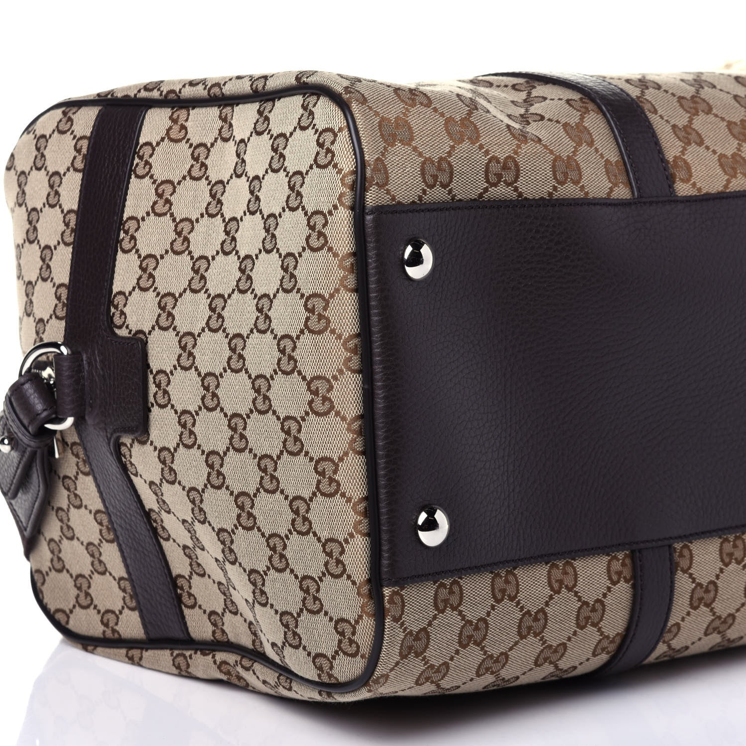 Gucci Monogram Dollar Calfskin Boston Duffle Bag Beige Ebony Testa di Moro Marrone Scuro 10 of 12
