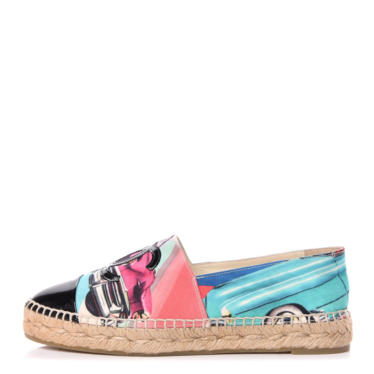Chanel Crepe Patent CC Espadrilles 37 Multicolor Black 1 of 9