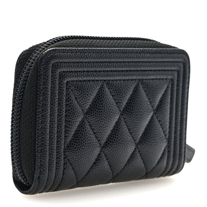 Chanel Caviar Quilted Boy Zip Around Coin Purse Wallet Black 3 of 7