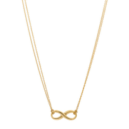 Tiffany 18K Yellow Gold Infinity Double Chain Pendant Necklace 1 of 5