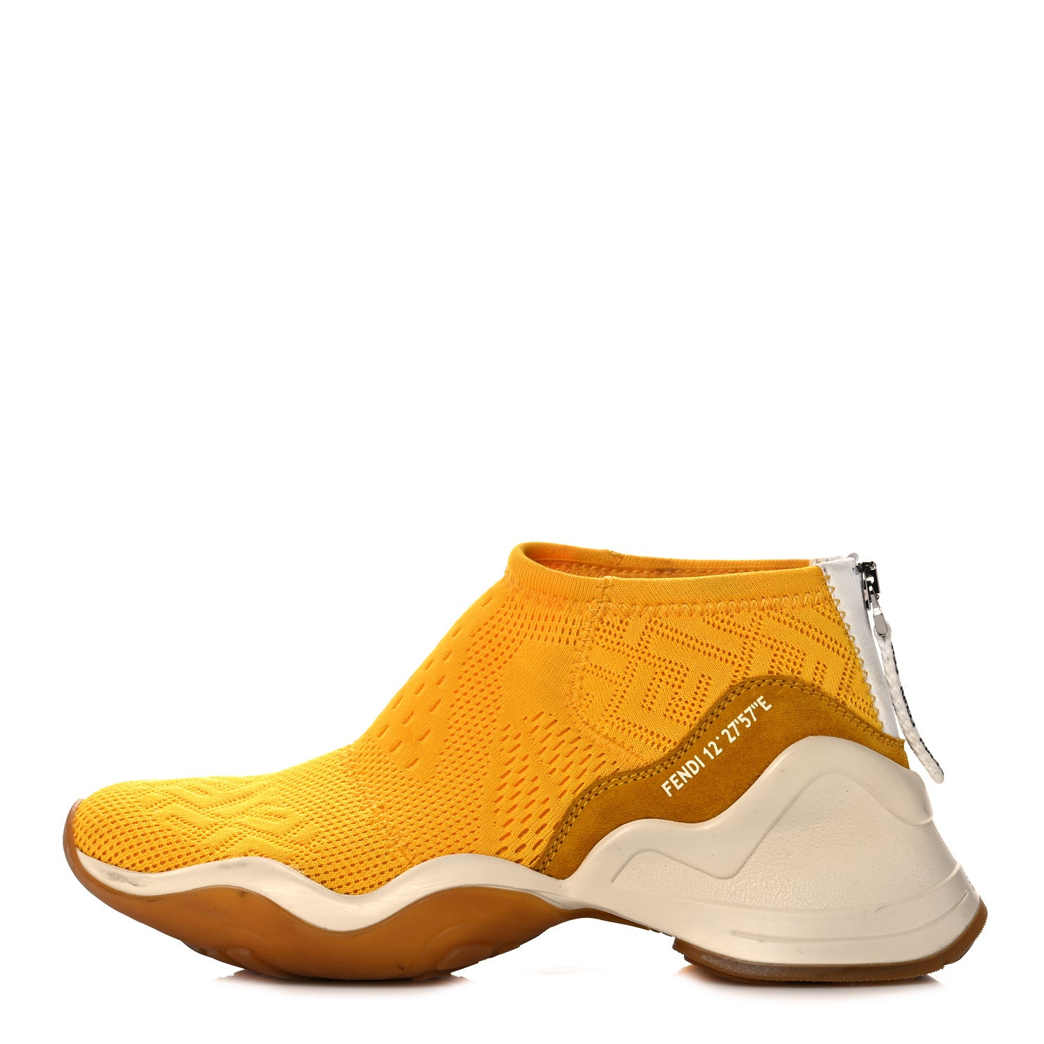 Fendi Technical 3D Mesh Womens FFluid Zip Up Sneakers 37 Reggae Corn White 1 of 16