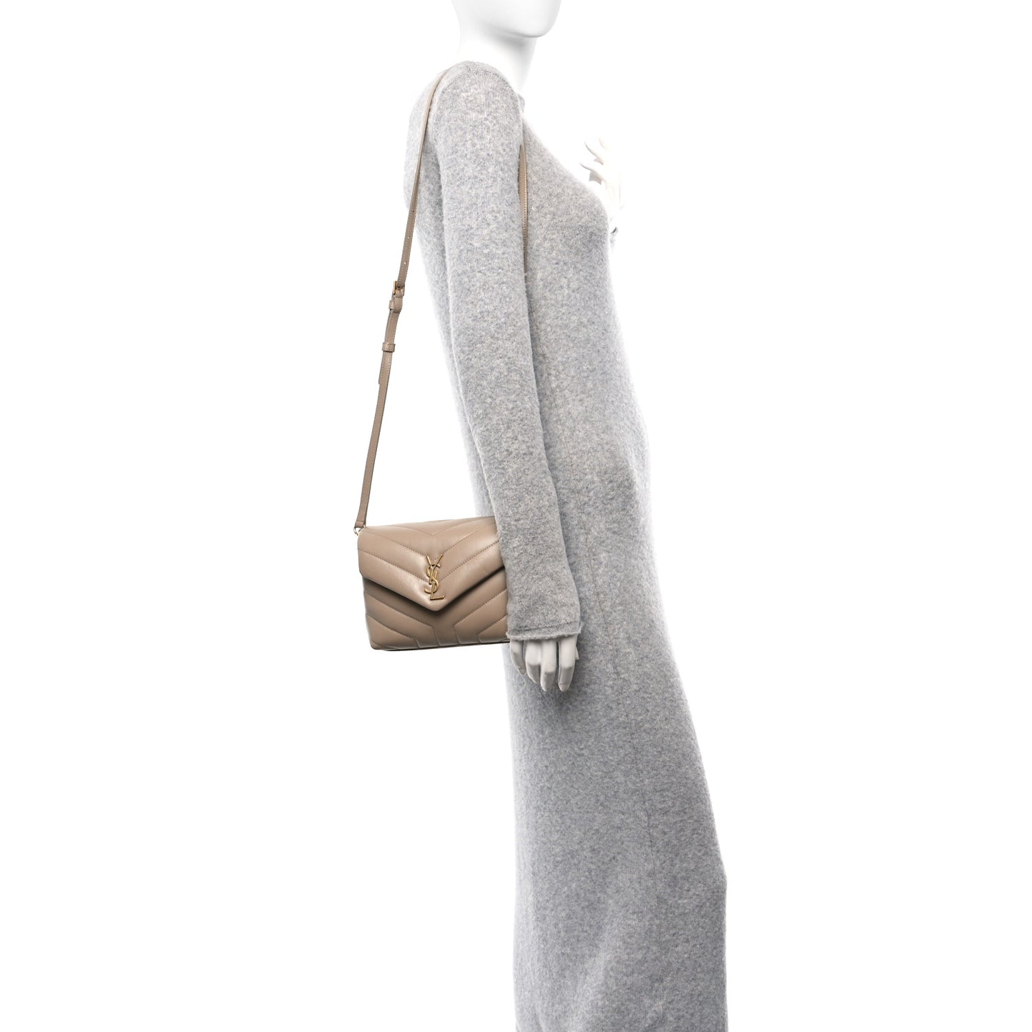 Calfskin Y Quilted Monogram Toy Loulou Crossbody Bag Dark Beige