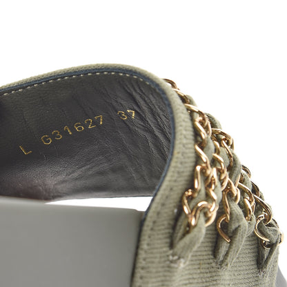 Chanel Canvas Chain Flat Sandals 37 Khaki 9 of 9