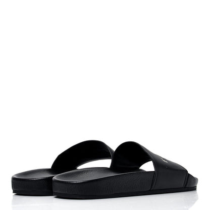 Balenciaga Nappa Logo Pool Slide Sandals 38 Black White 4 of 8