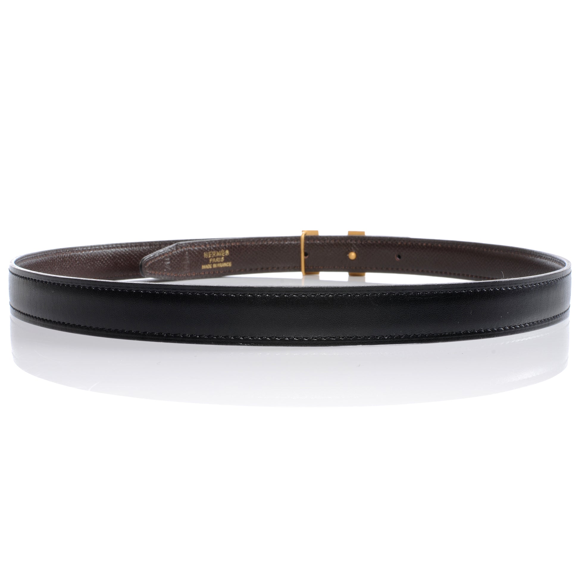 Hermes Box Courchevel Reversible Constance 18mm H Belt Noir Chocolate 70 3 of 7