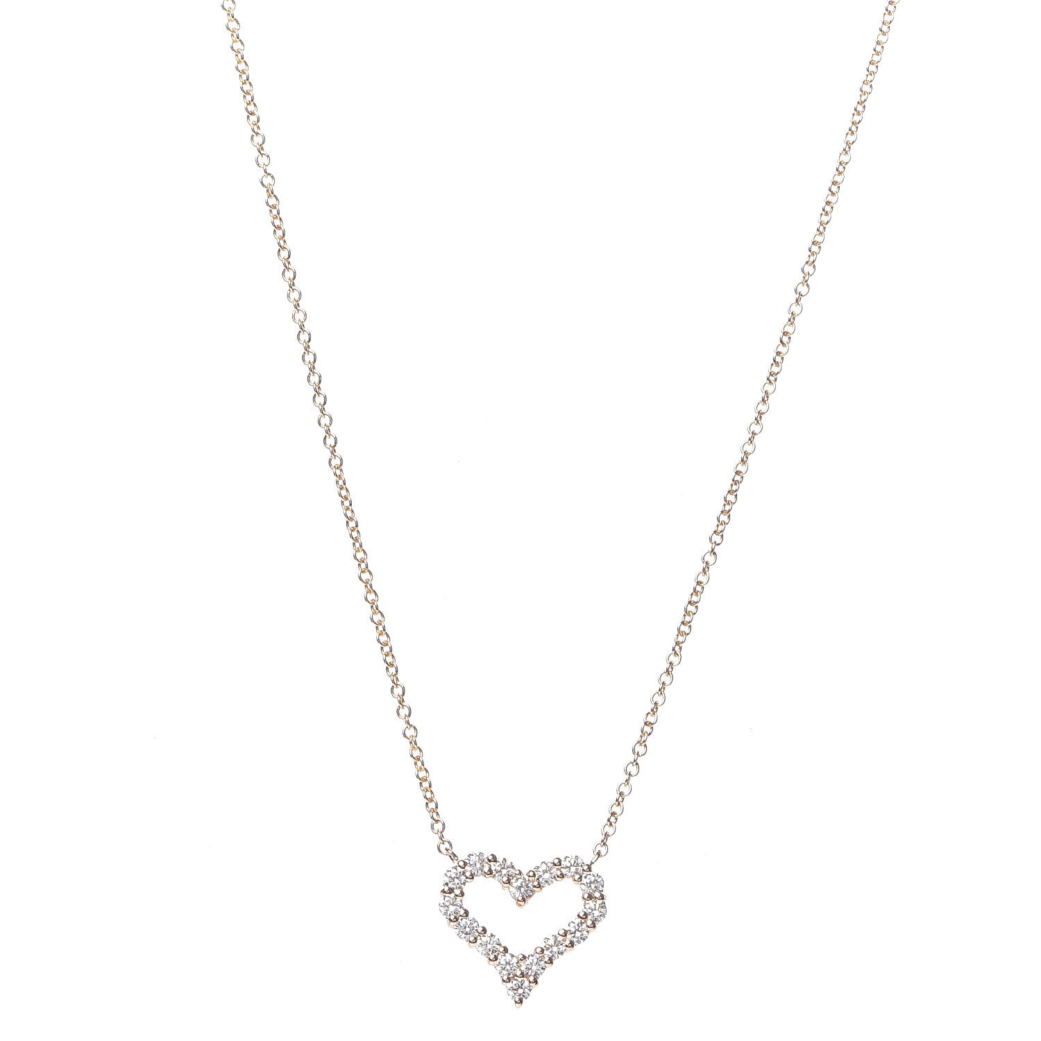 Tiffany 18K Rose Gold Diamond Mini Heart Pendant Necklace 1 of 6