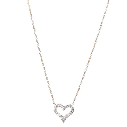 Tiffany 18K Rose Gold Diamond Mini Heart Pendant Necklace 1 of 6