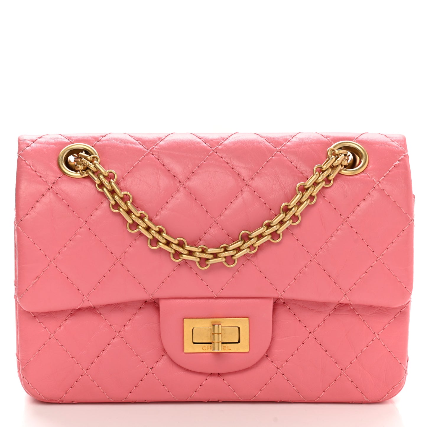 Aged Calfskin Quilted 2.55 Reissue Mini Flap Pink