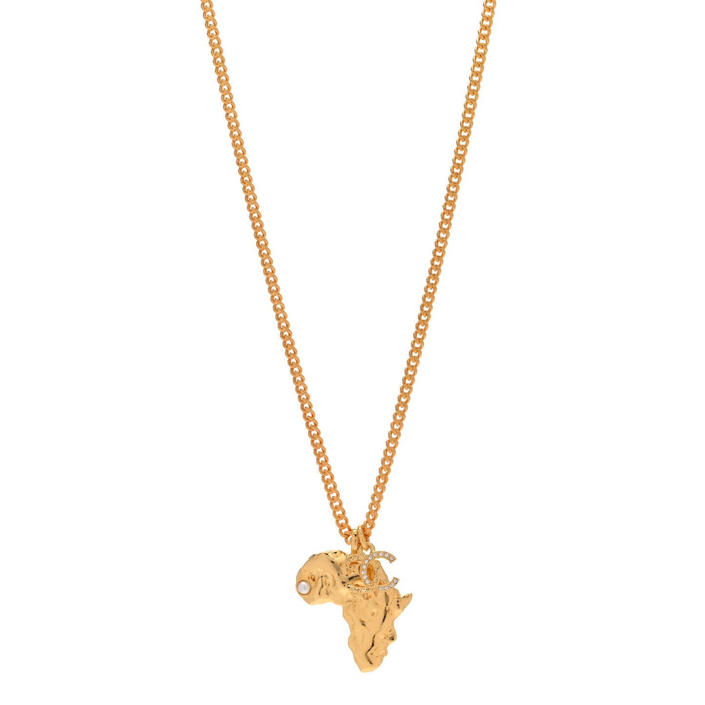 Metal Pearl Crystal CC Dakar Pendant Necklace Gold White