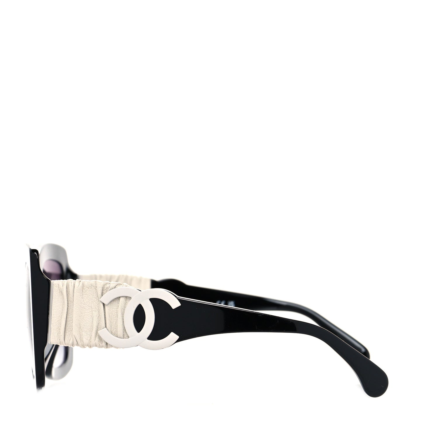 Acetate Calfskin Square Sunglasses 5474-Q-A Black White