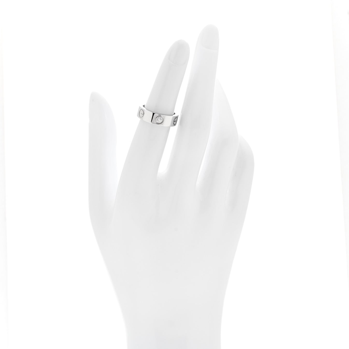 18K White Gold 3 Diamond 5.5mm LOVE Ring 49 5