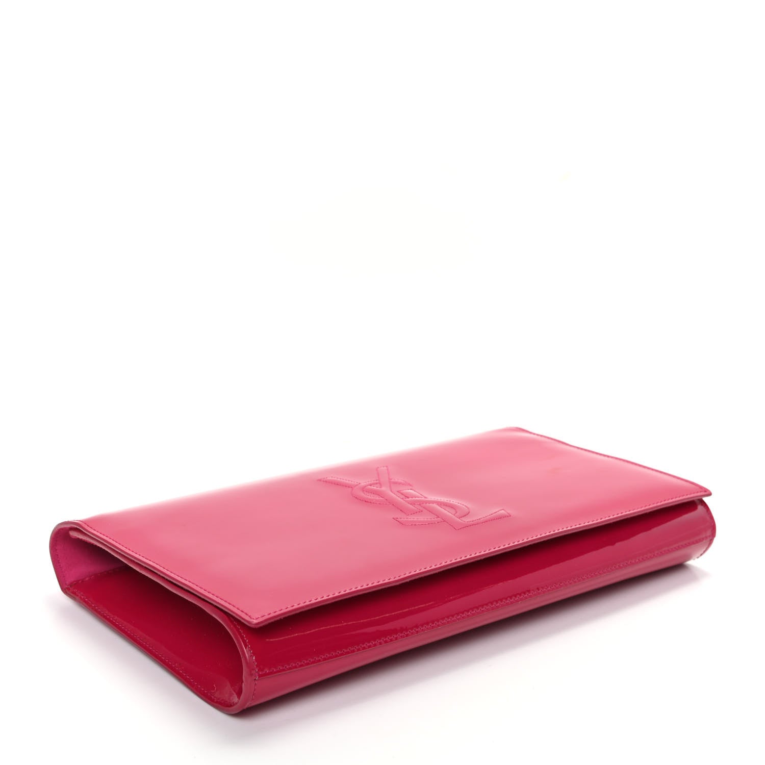 Saint Laurent Patent Monogram Large Belle De Jour Clutch Fuchsia 4 of 7