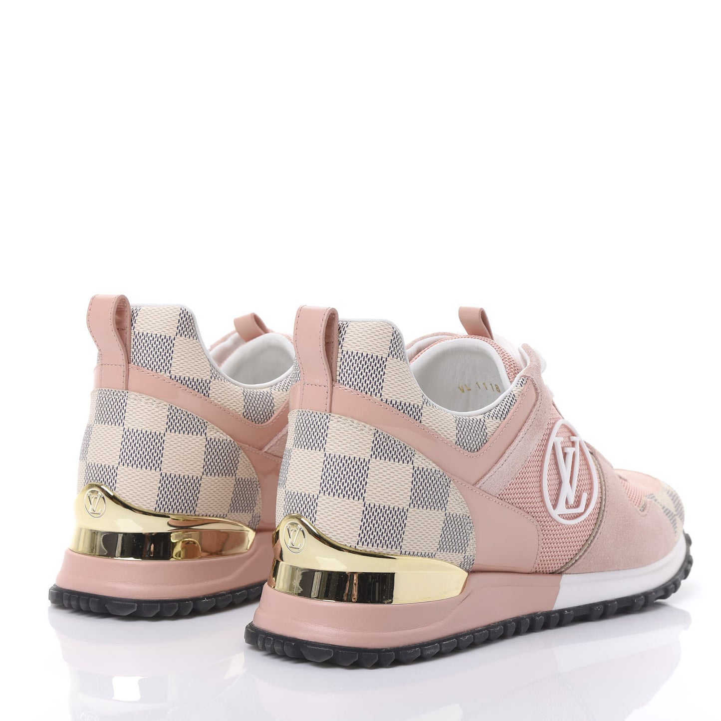 Suede Damier Azur Run Away Sneakers 37 Pink