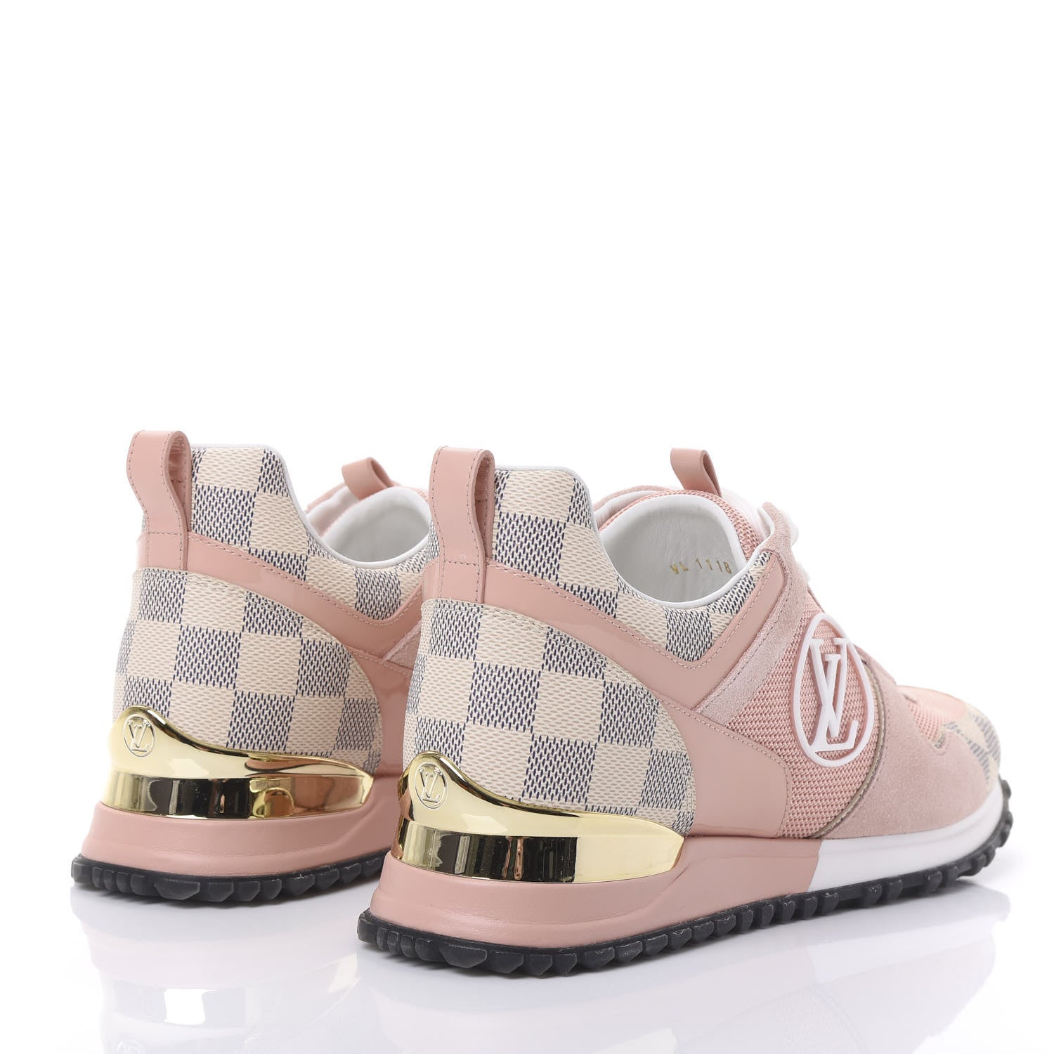 Louis Vuitton Suede Damier Azur Run Away Sneakers 37 Pink 4 of 9