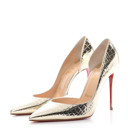 Christian Louboutin Metallo Cocco Iriza 100 Pumps 38 Platine 3 of 7