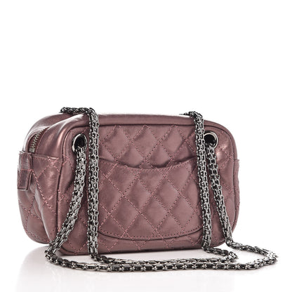 Chanel Metallic Aged Calfskin Quilted Small Reissue Camera Case Rose Fonce 3 of 7
