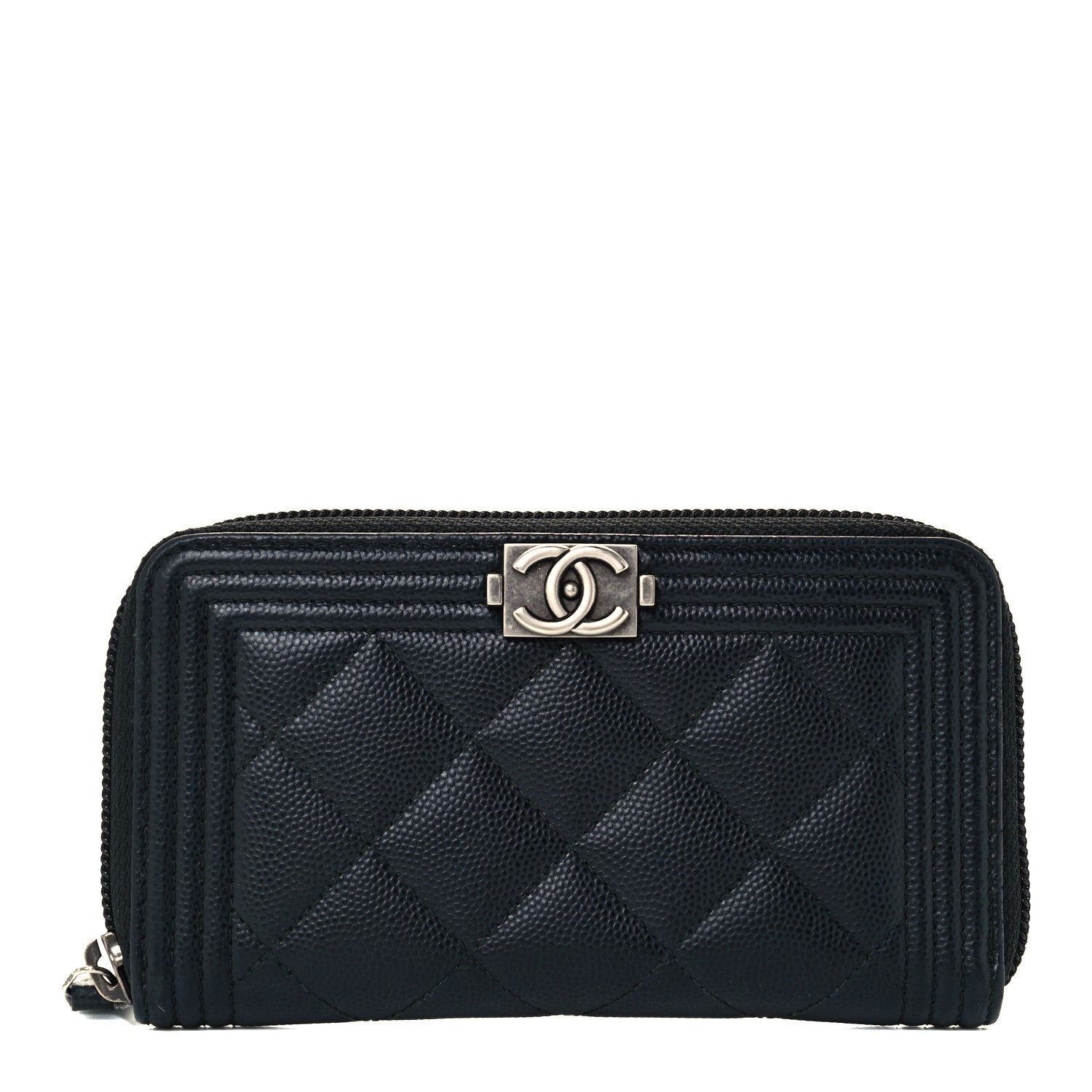 Chanel Caviar Quilted Small Boy Zip Around Wallet Black 1 of 10
