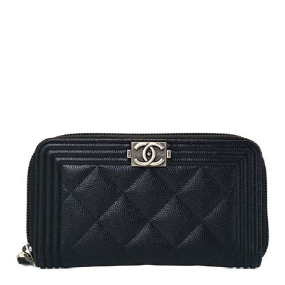 Chanel Caviar Quilted Small Boy Zip Around Wallet Black 1 of 10