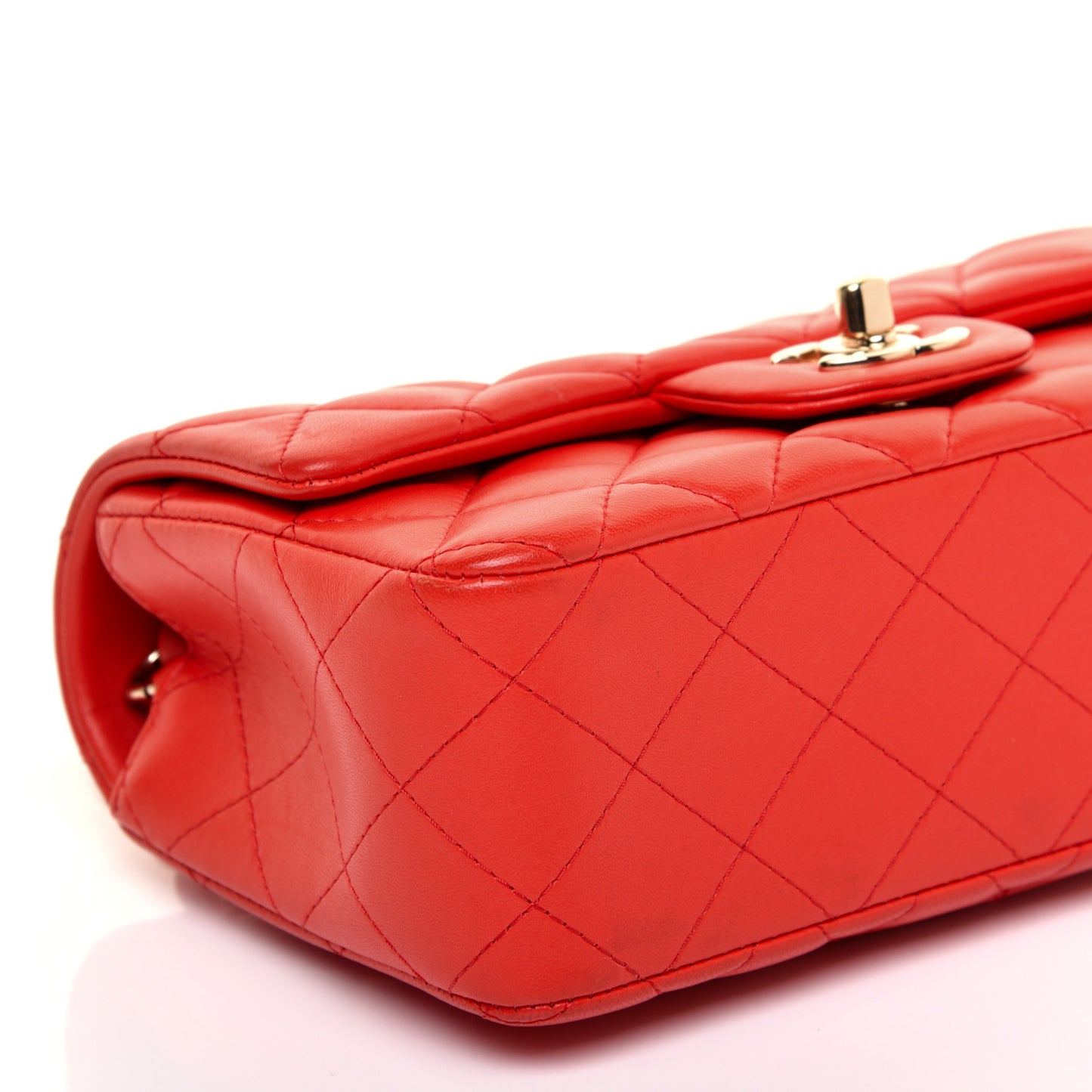 Lambskin Quilted Mini Rectangular Flap Red