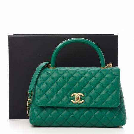 Chanel Caviar Quilted Small Coco Handle Flap Green 11 of 11