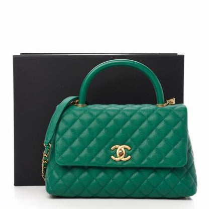 Chanel Caviar Quilted Small Coco Handle Flap Green 11 of 11