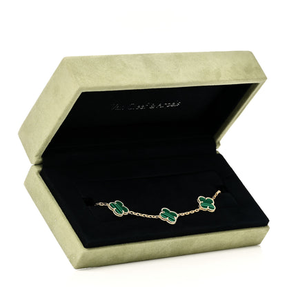 Van Cleef & Arpels 18K Yellow Gold Malachite 5 Motifs Vintage Alhambra Bracelet 7 of 7