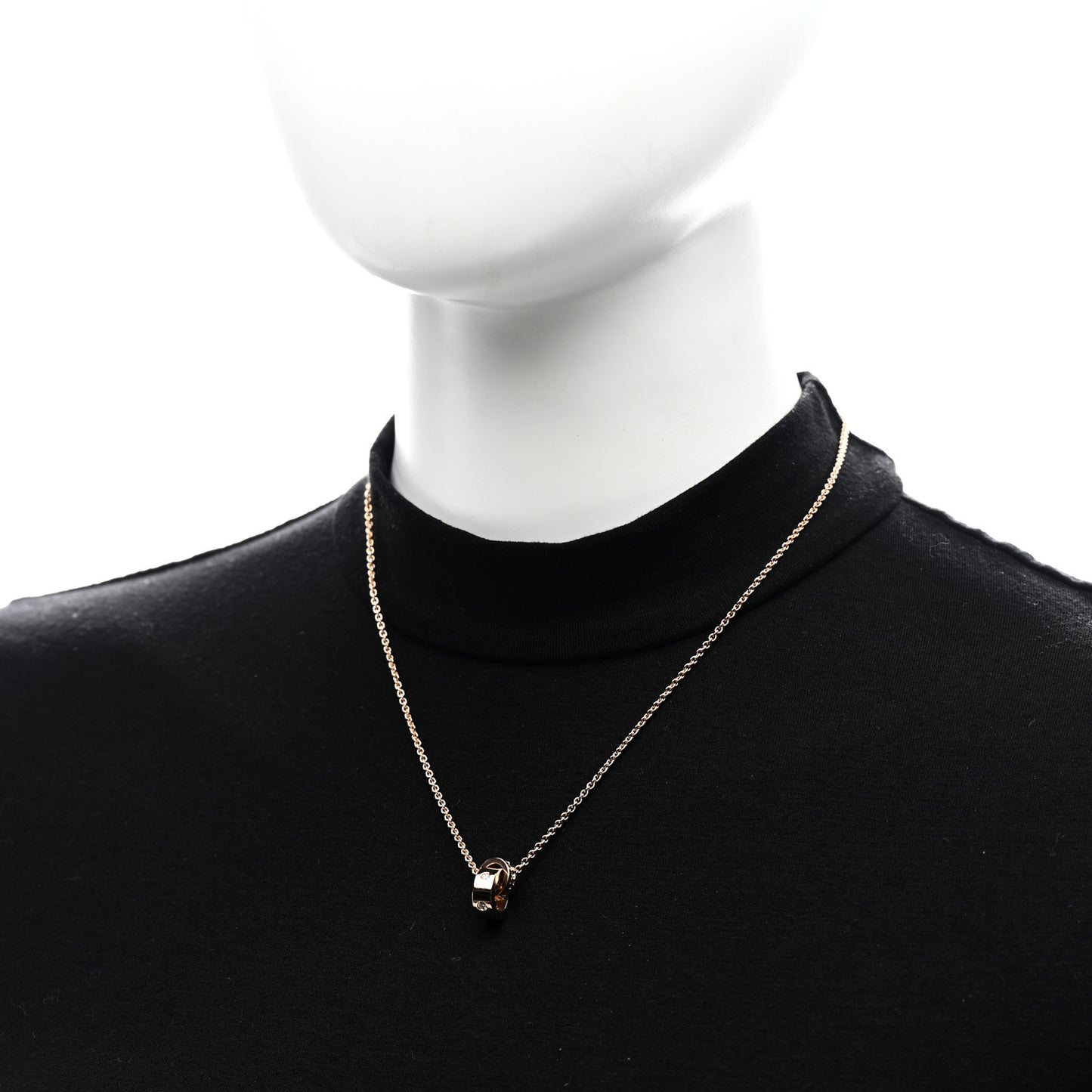 18K Rose Gold Diamond BVLGARI BVLGARI Link Pendant Necklace
