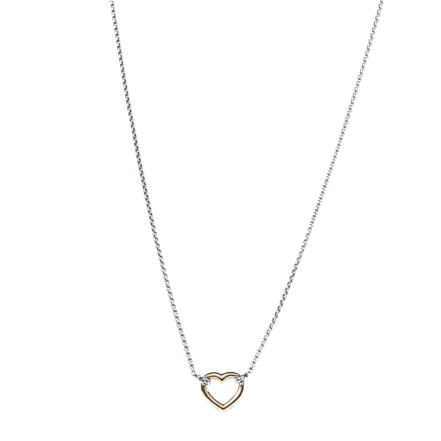 Sterling Silver 18K Yellow Gold Cable Collectibles Heart Station Necklace