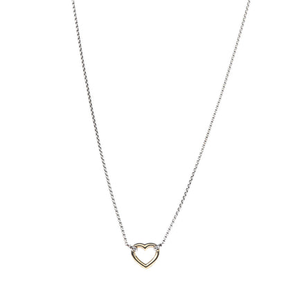 David Yurman Sterling Silver 18K Yellow Gold Cable Collectibles Heart Station Necklace 1 of 6