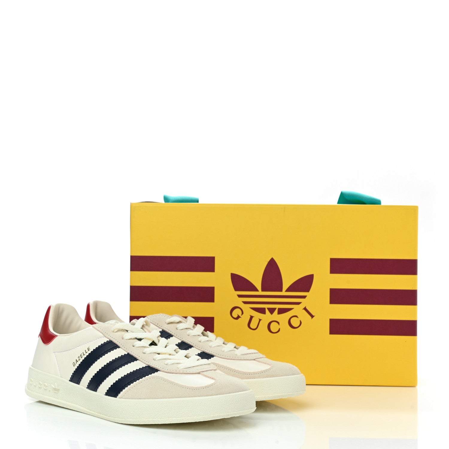 Gucci X ADIDAS Suede Madeira Demetra Womens Gazelle Sneakers 7.5 Mystic White Off White Black Agate 9 of 9