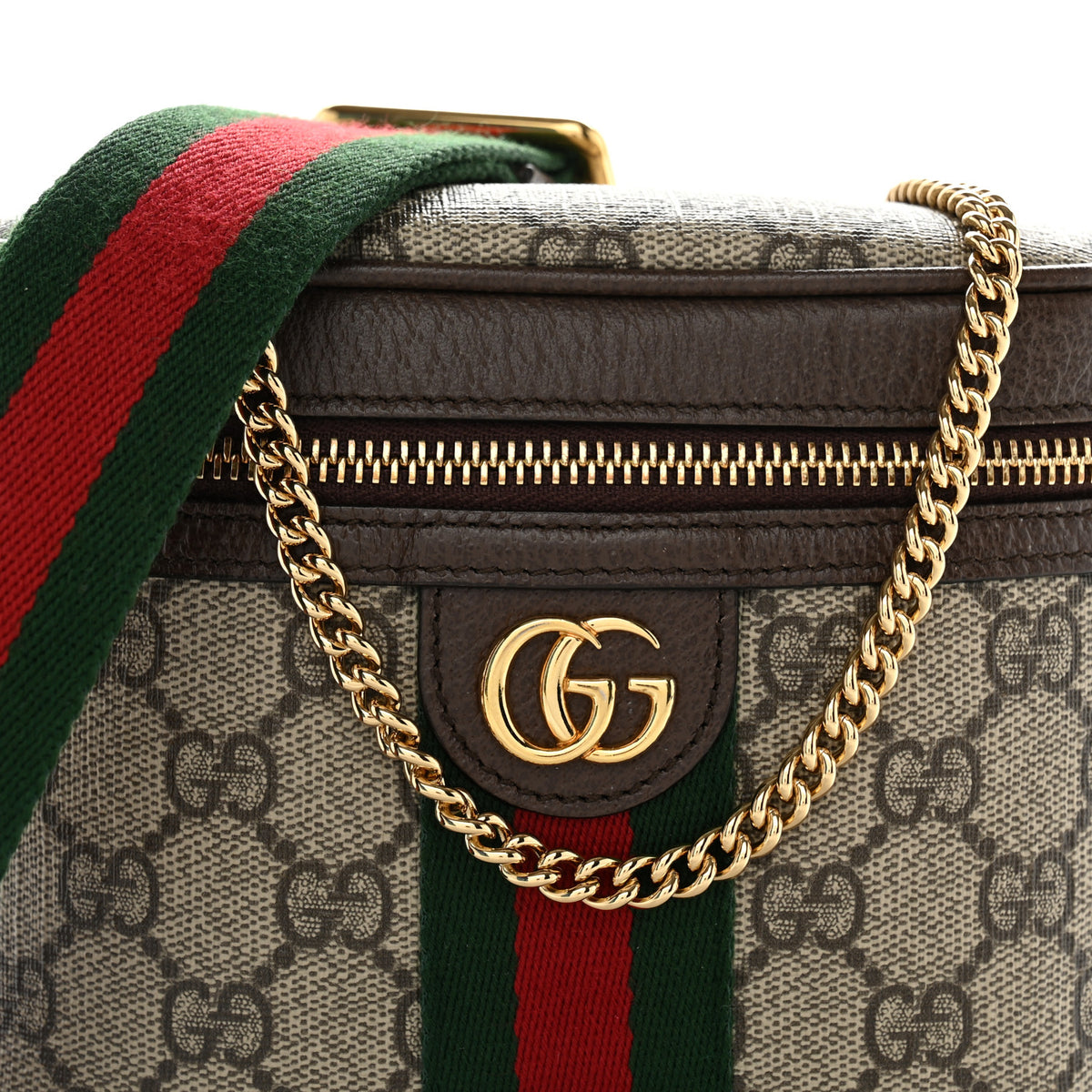 Gucci GG Supreme Monogram Textured Dollar Calfskin Web Ophidia Belt Bag 95 38 Beige Ebony New Acero 8 of 11
