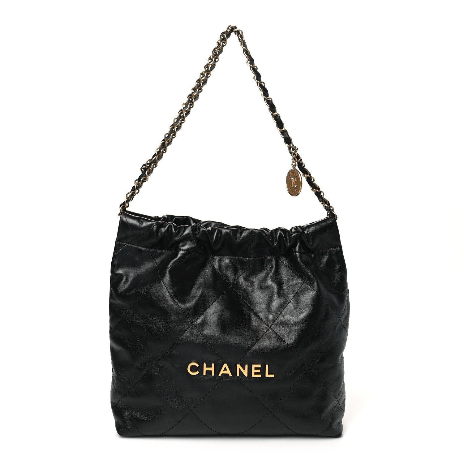 Chanel Shiny Calfskin Quilted Small Chanel 22 Black 1 of 11