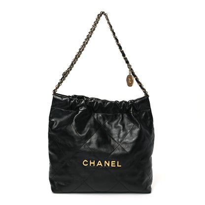 Chanel Shiny Calfskin Quilted Small Chanel 22 Black 1 of 11