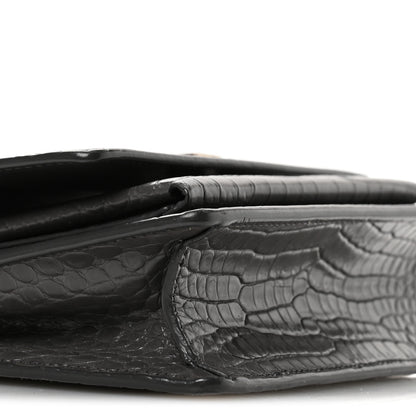 Saint Laurent Calfskin Crocodile Embossed Monogram Sunset Chain Wallet Asphalt 9 of 12