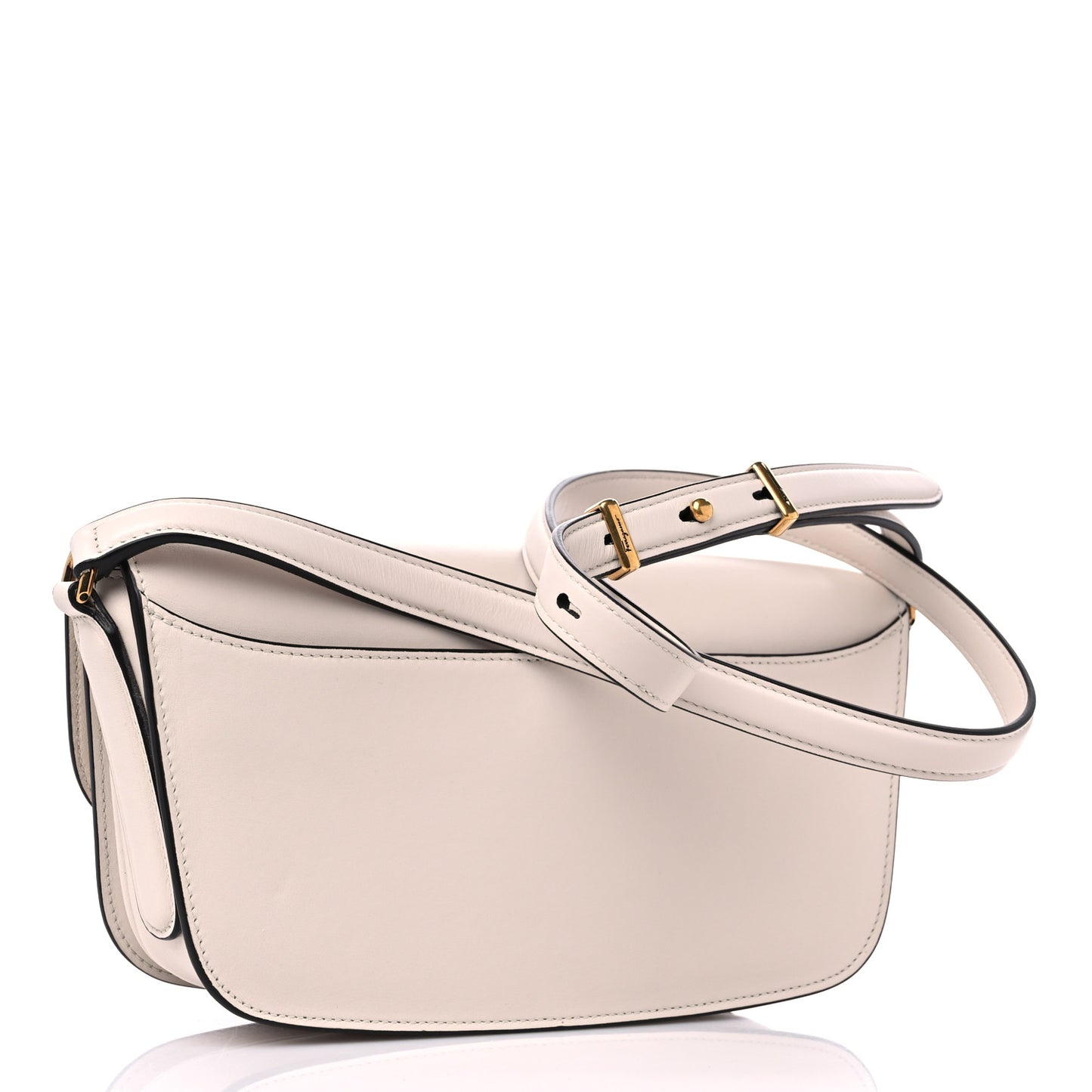 Calfskin Small Trapezio Crossbody White