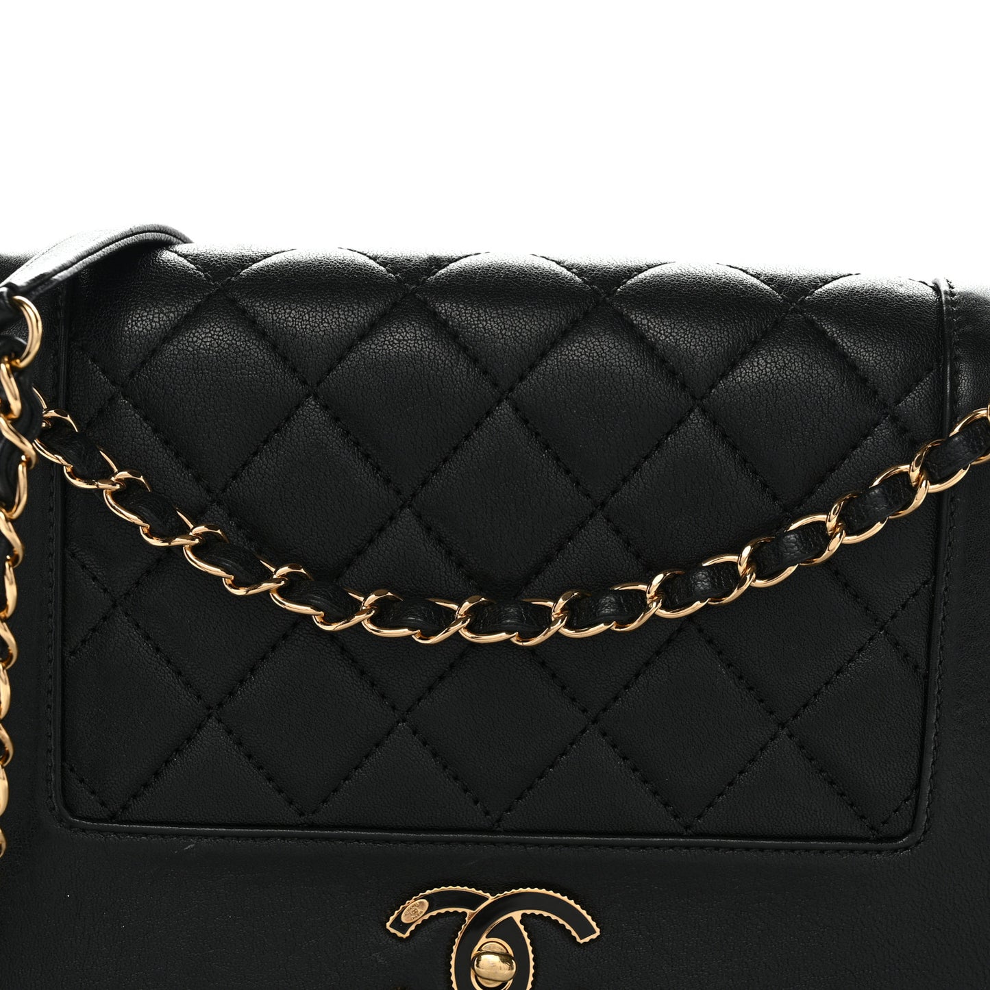 Sheepskin Quilted Vintage Mademoiselle Flap Black