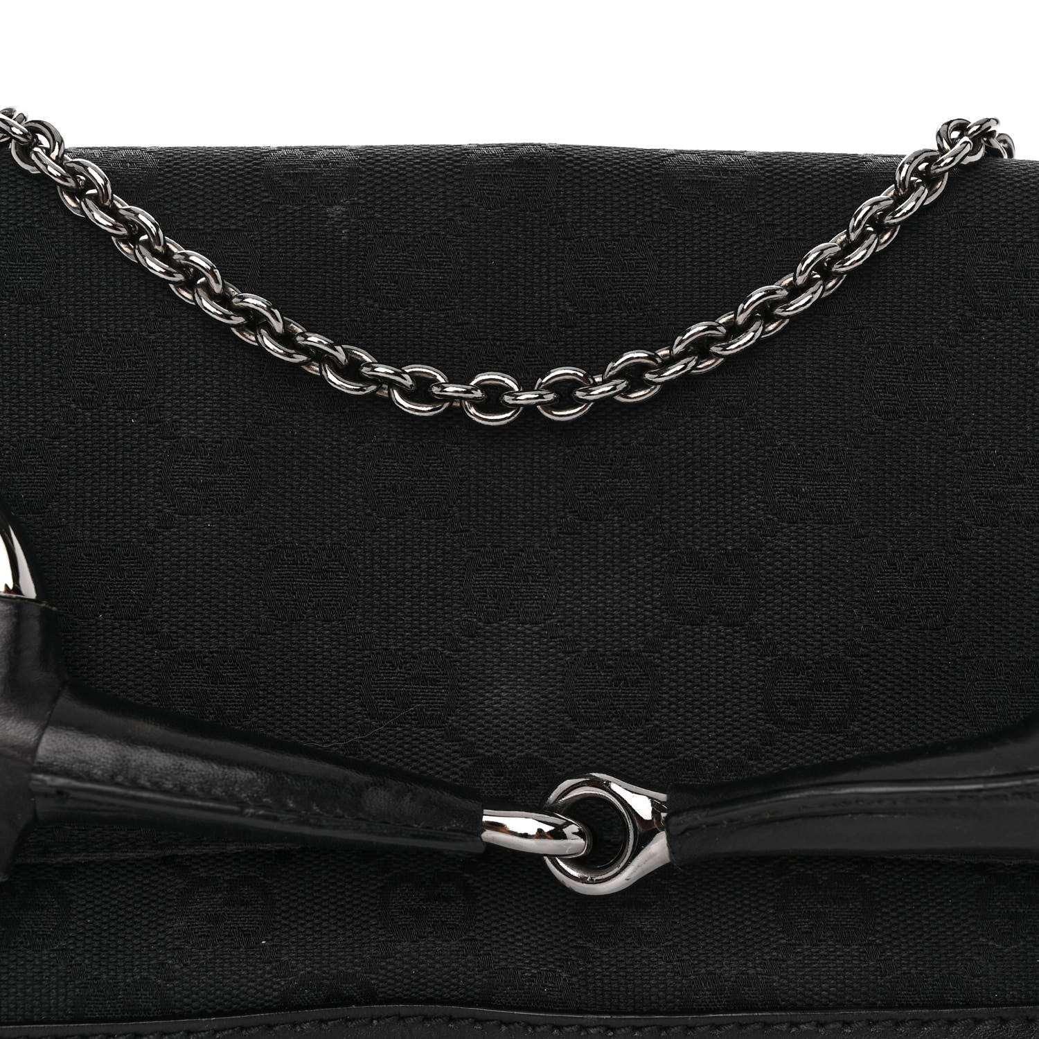 Gucci Monogram Studded Horsebit Clutch Black 7 of 11