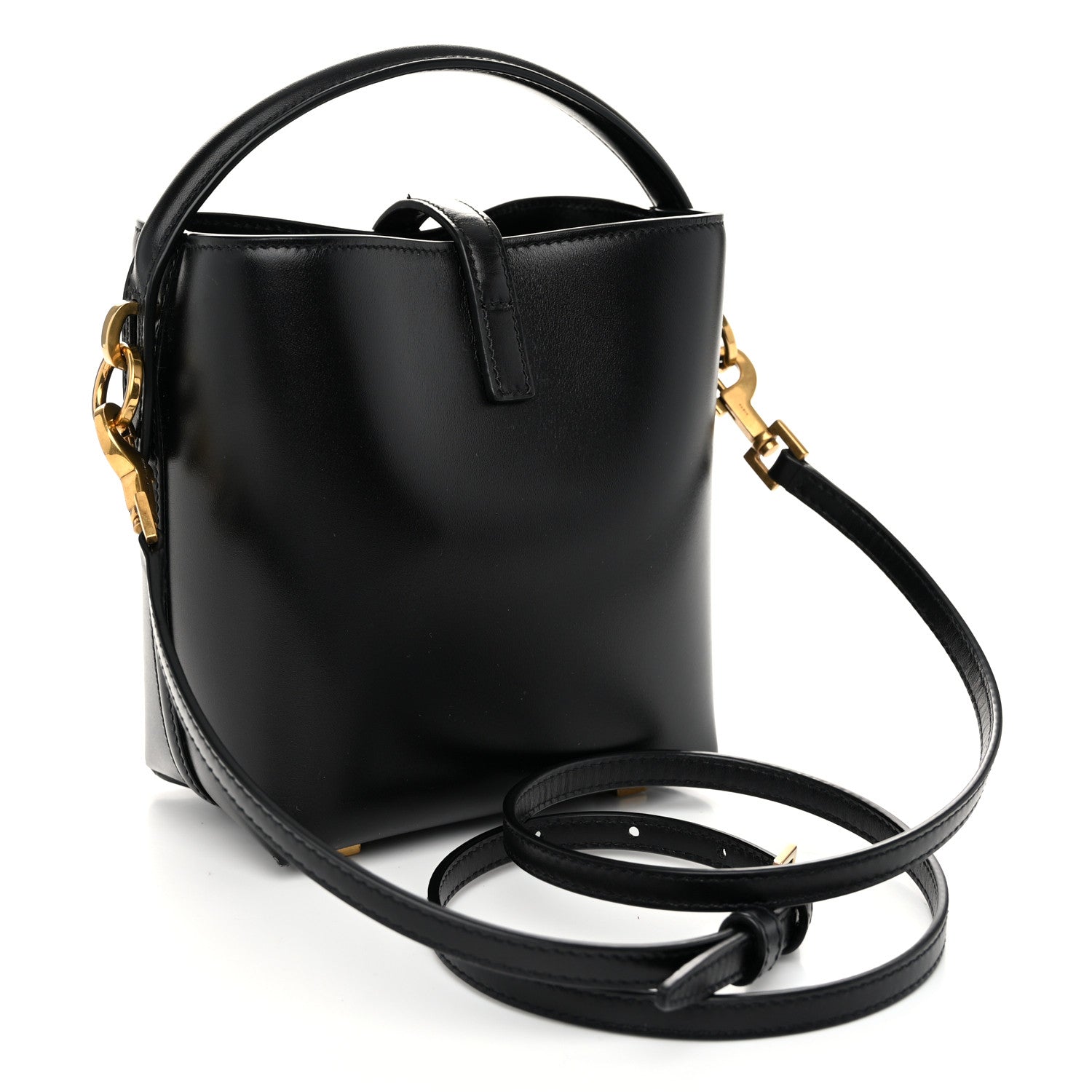 Saint Laurent Shiny Calfskin Le 37 Mini Bucket Bag Black 3 of 10