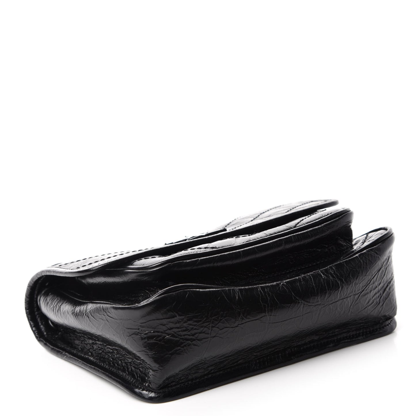Crinkled Calfskin Matelasse Monogram Baby Niki Chain Satchel Black