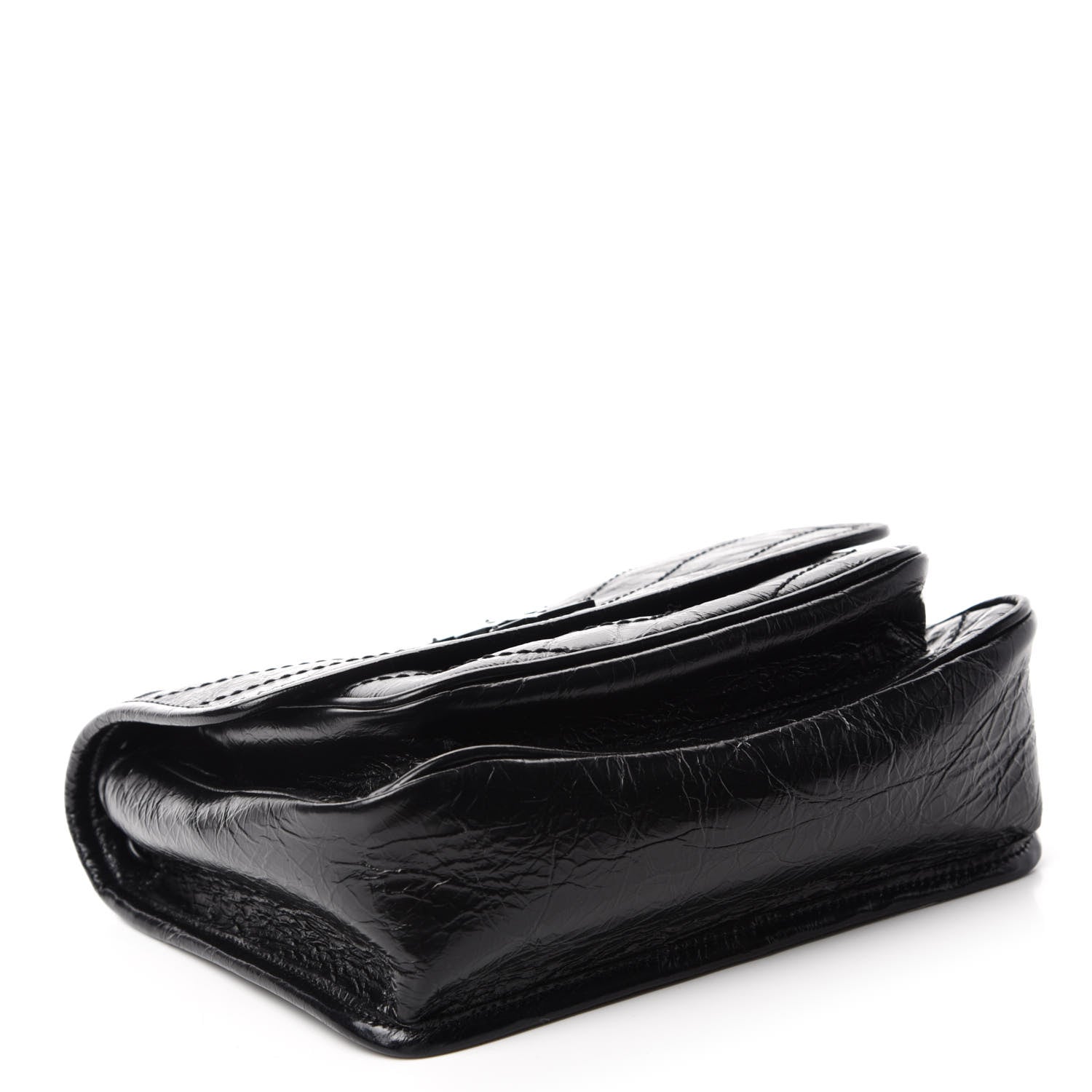 Saint Laurent Crinkled Calfskin Matelasse Monogram Baby Niki Chain Satchel Black 4 of 12