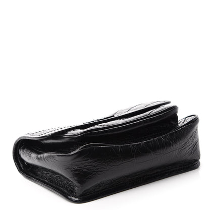 Saint Laurent Crinkled Calfskin Matelasse Monogram Baby Niki Chain Satchel Black 4 of 12