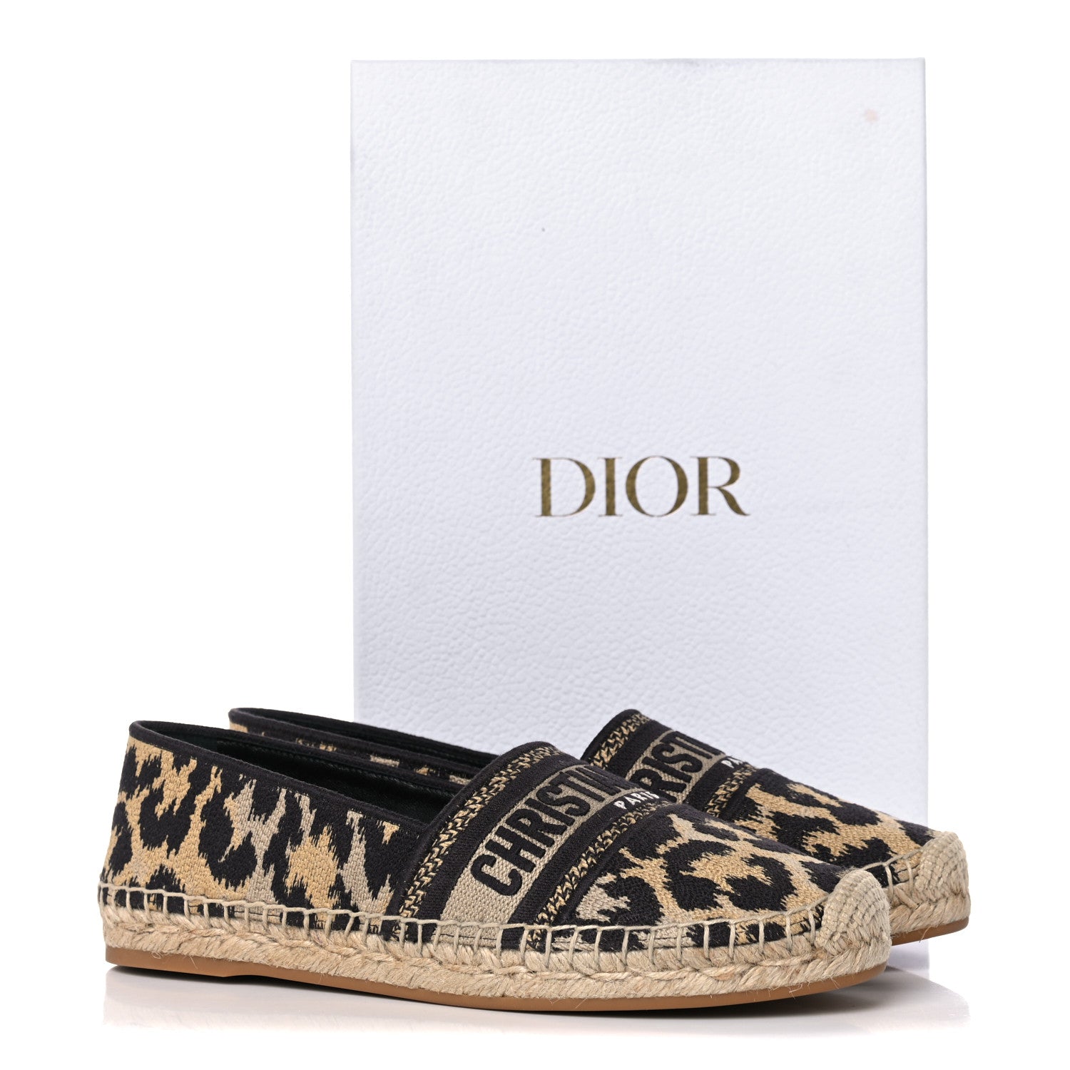 Christian Dior Cotton Embroidered Leopard Print Granville Espadrille 38 Natural 9 of 9