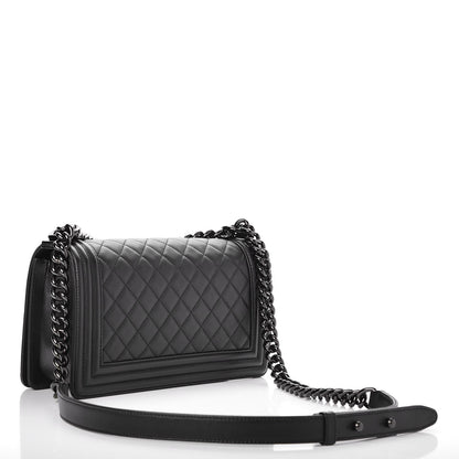 Chanel Calfskin Quilted Medium Boy Flap So Black 3 of 9