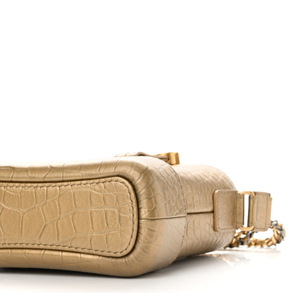 Chanel Metallic Calfskin Crocodile Embossed Cocodile Small Gabrielle Hobo Gold 10 of 10
