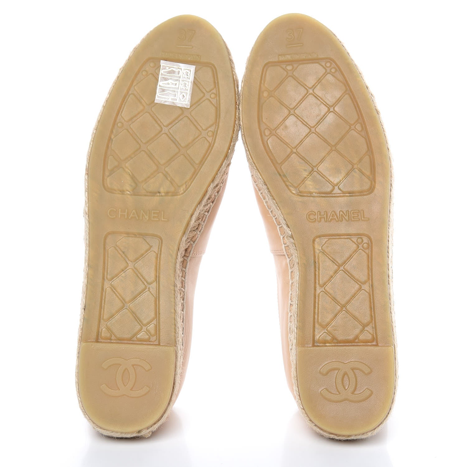 Chanel Lambskin CC Espadrilles 37 Beige Black 5 of 10